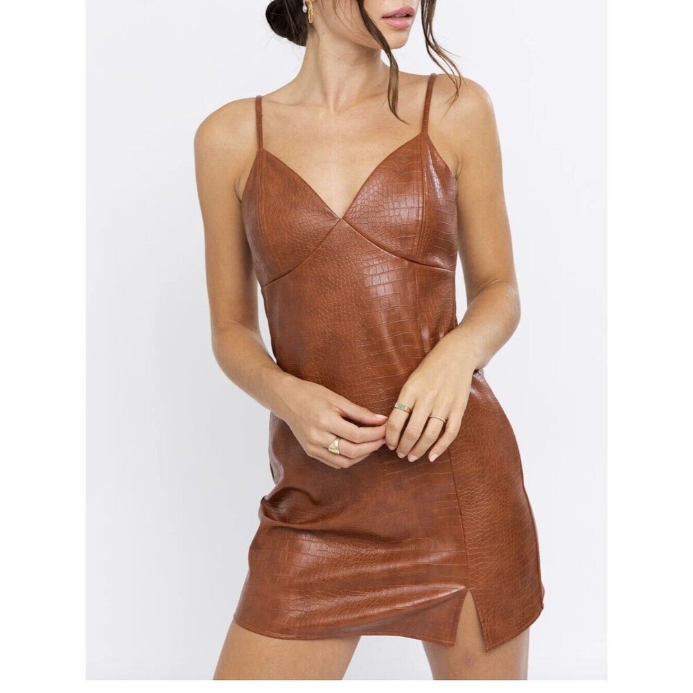NWT Le Lis Collection Womens Camel Croc Dress w/ Adjustable Straps - Size Medium